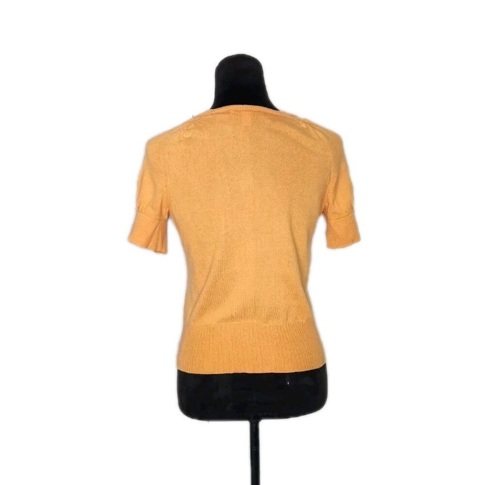 Banana Republic Women’s Silk Cashmere Short Sleeve Orange Cardigan Sweater Small - Picture 3 of 7
